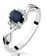 Pierścionek Bonore Basic Cornaredoz białego złota próby 585 z szafirem 0,7 ct