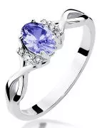 Pierścionek Bonore Crystal Ardennoz białego złota próby 585 z tanzanitem 0,4 ct