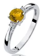 Pierścionek Bonore Simple Torresinaz białego złota próby 585 z cytrynem 0,5 ct