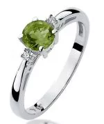 Pierścionek Bonore Midnight Montaldeoz białego złota próby 585 z oliwinem 0,6 ct