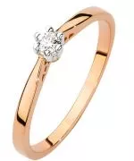 Pierścionek Bonore Simple Macelloz różowego złota próby 585 z diamentem 0,08 ct