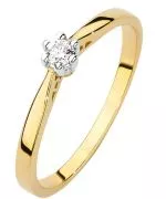 Pierścionek Bonore Simple Doglianize złota próby 585 z diamentem 0,08 ct