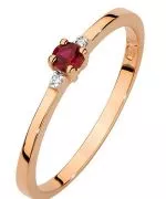Pierścionek Bonore Simple Crecchioz różowego złota próby 585 z rubinem 0,15 ct