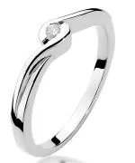 Pierścionek Bonore Midnight Rodelloz białego złota próby 585 z diamentem 0,05 ct