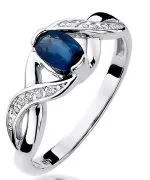 Pierścionek Bonore Basic Morimondoz białego złota próby 585 z szafirem 0,7 ct