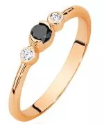 Pierścionek Bonore Midnight Torinoz różowego złota próby 585 z czarnym brylantem 0,12 ct
