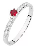 Pierścionek Bonore Midnight Ponderanoz białego złota próby 585 z rubinem 0,15 ct