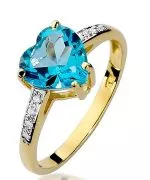Pierścionek Bonore Love Sassofeltrioze złota próby 585 z topazem 1,2 ct