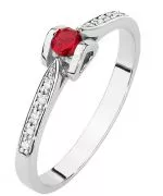 Pierścionek Bonore Midnight Quittengoz białego złota próby 585 z rubinem 0,15 ct
