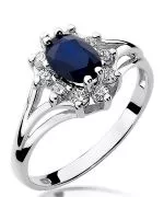 Pierścionek Bonore Basic Parabiagoz białego złota próby 585 z szafirem 0,9 ct