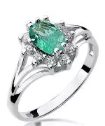 Pierścionek Bonore Basic Fortunagoz białego złota próby 585 ze szmaragdem 0,8 ct
