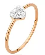 Pierścionek Bonore Love Calascioz różowego złota próby 585 z diamentem 0,02 ct