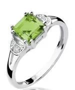 Pierścionek Bonore Midnight Occimianoz białego złota próby 585 z oliwinem 1,1 ct