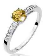 Pierścionek Bonore Crystal Vicofortez białego złota próby 585 z cytrynem 0,5 ct