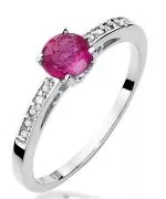 Pierścionek Bonore Simple Etroublesz białego złota próby 585 z rubinem 0,6 ct