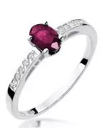 Pierścionek Bonore Simple La Thuilez białego złota próby 585 z rubinem 0,6 ct