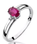 Pierścionek Bonore Simple Lillianesz białego złota próby 585 z rubinem 0,6 ct