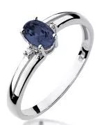Pierścionek Bonore Simple Bagnaticaz białego złota próby 585 z szafirem 0,7 ct