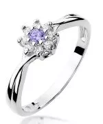 Pierścionek Bonore Crystal Livignoz białego złota próby 585 z tanzanitem 0,1 ct