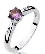 Pierścionek Bonore Simple San Lupoz białego złota próby 585 z ametystem 0,5 ct