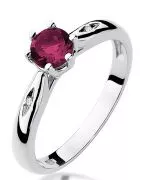 Pierścionek Bonore Simple Pontbosetz białego złota próby 585 z rubinem 0,6 ct