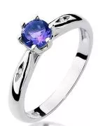 Pierścionek Bonore Simple Trivolzioz białego złota próby 585 z tanzanitem 0,5 ct
