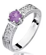 Pierścionek Bonore Crystal Solopacaz białego złota próby 585 z ametystem 0,5 ct