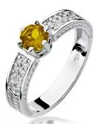 Pierścionek Bonore Crystal Antignanoz białego złota próby 585 z cytrynem 0,5 ct