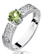 Pierścionek Bonore Midnight Sarezzanoz białego złota próby 585 z oliwinem 0,5 ct
