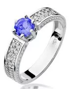 Pierścionek Bonore Crystal Piatedaz białego złota próby 585 z tanzanitem 0,5 ct