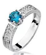 Pierścionek Bonore Crystal Primalunaz białego złota próby 585 z topazem 0,5 ct