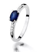 Pierścionek Bonore Basic Cassiglioz białego złota próby 585 z szafirem 0,7 ct