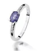 Pierścionek Bonore Crystal Sondaloz białego złota próby 585 z tanzanitem 0,4 ct