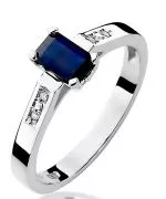 Pierścionek Bonore Basic Cavernagoz białego złota próby 585 z szafirem 0,6 ct