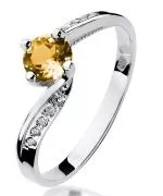 Pierścionek Bonore Crystal Cantaranaz białego złota próby 585 z cytrynem 0,5 ct