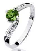 Pierścionek Bonore Midnight Terruggiaz białego złota próby 585 z oliwinem 0,6 ct