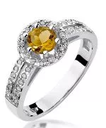 Pierścionek Bonore Crystal Capriglioz białego złota próby 585 z cytrynem 0,5 ct