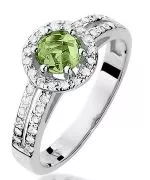 Pierścionek Bonore Crystal Trisobbioz białego złota próby 585 z oliwinem 0,6 ct