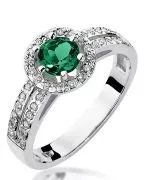 Pierścionek Bonore Crystal Alserioz białego złota próby 585 ze szmaragdem 0,5 ct