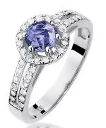 Pierścionek Bonore Crystal Sprianaz białego złota próby 585 z tanzanitem 0,5 ct