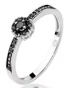 Pierścionek Bonore Crystal Capriez białego złota próby 585 z czarnym brylantem 0,02 ct