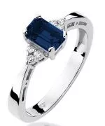 Pierścionek Bonore Basic Chiavennaz białego złota próby 585 z szafirem 0,6 ct