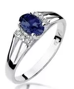 Pierścionek Bonore Basic Albairatez białego złota próby 585 z szafirem 0,7 ct