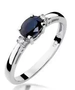 Pierścionek Bonore Simple Baranzatez białego złota próby 585 z szafirem 0,7 ct