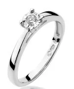 Pierścionek Bonore Simple Positanoz białego złota próby 585 z diamentem 0,08 ct