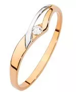 Pierścionek Bonore Simple Loranzèz różowego złota próby 585 z diamentem 0,04 ct