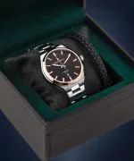 Zegarek męski DESTELL Aries Black Silver Steel Sapphire Gift Set