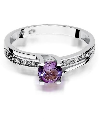 Pierścionek Bonore Crystal Cimitilez białego złota próby 585 z ametystem 0,5 ct