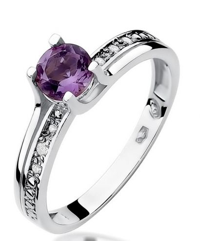 Pierścionek Bonore Crystal Cimitilez białego złota próby 585 z ametystem 0,5 ct