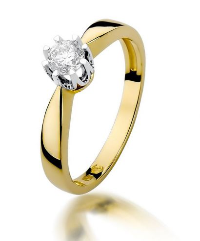 Pierścionek Bonore Elegant Prevalleze złota próby 585 z diamentem 0,3 ct